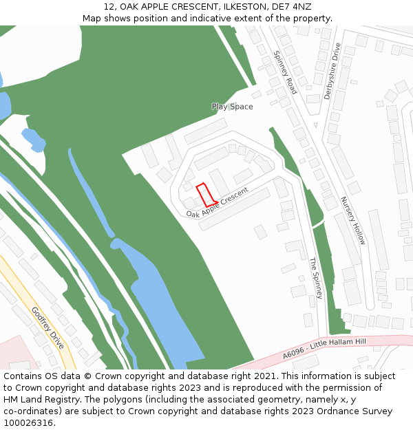 12, OAK APPLE CRESCENT, ILKESTON, DE7 4NZ: Location map and indicative extent of plot