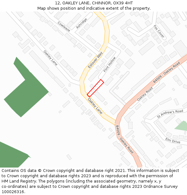 12, OAKLEY LANE, CHINNOR, OX39 4HT: Location map and indicative extent of plot