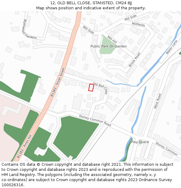 12, OLD BELL CLOSE, STANSTED, CM24 8JJ: Location map and indicative extent of plot