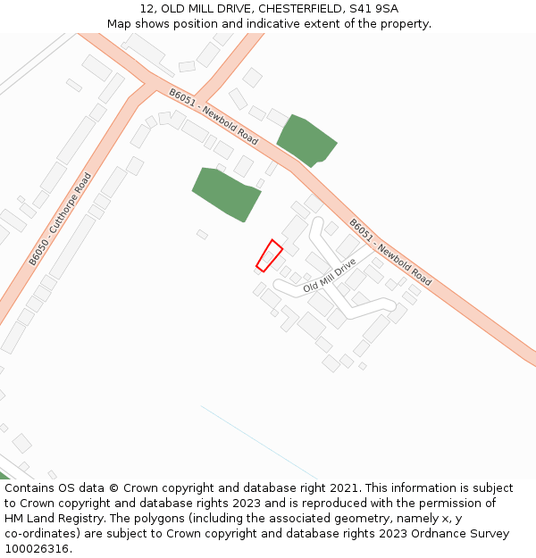 12, OLD MILL DRIVE, CHESTERFIELD, S41 9SA: Location map and indicative extent of plot