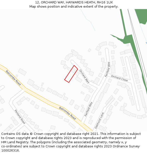 12, ORCHARD WAY, HAYWARDS HEATH, RH16 1UX: Location map and indicative extent of plot
