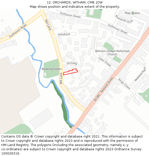 12, ORCHARDS, WITHAM, CM8 1DW: Location map and indicative extent of plot