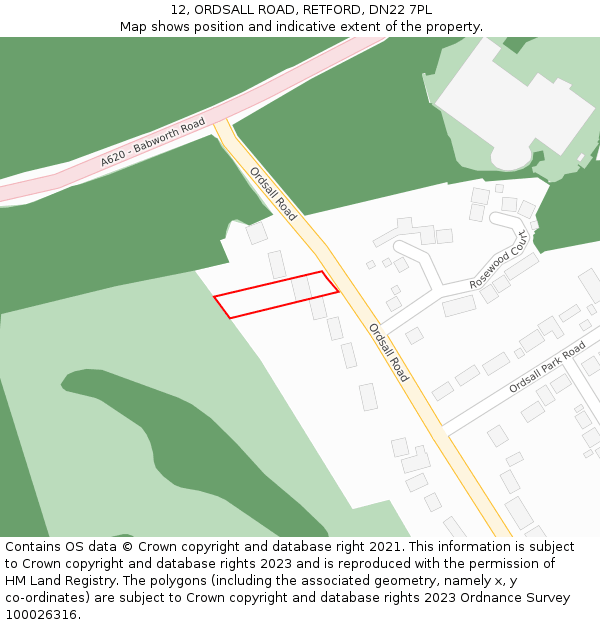 12, ORDSALL ROAD, RETFORD, DN22 7PL: Location map and indicative extent of plot