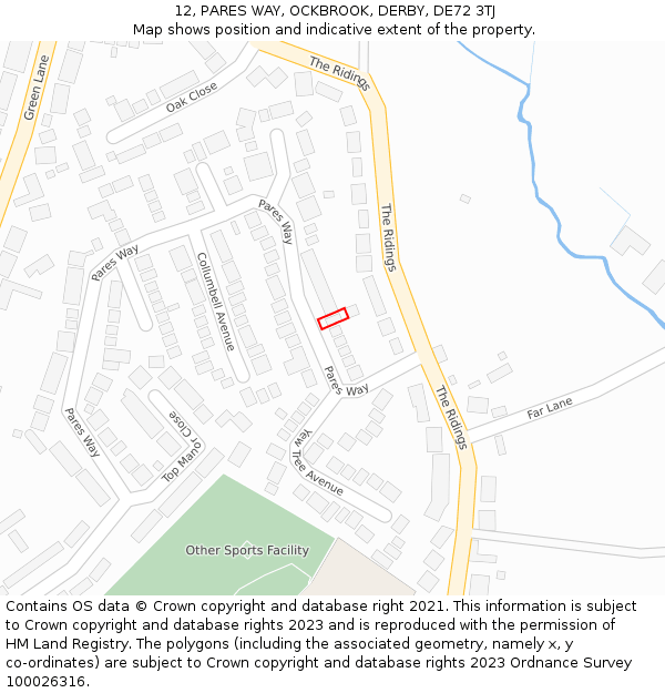 12, PARES WAY, OCKBROOK, DERBY, DE72 3TJ: Location map and indicative extent of plot