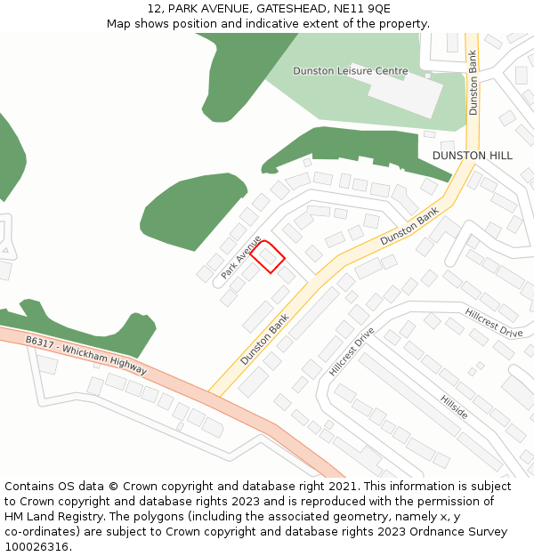 12, PARK AVENUE, GATESHEAD, NE11 9QE: Location map and indicative extent of plot