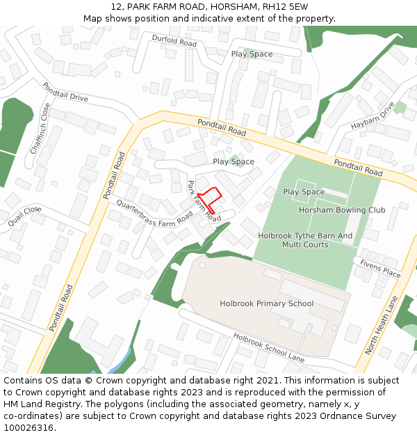 12, PARK FARM ROAD, HORSHAM, RH12 5EW: Location map and indicative extent of plot