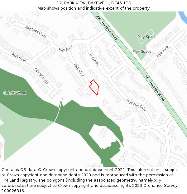 12, PARK VIEW, BAKEWELL, DE45 1BS: Location map and indicative extent of plot