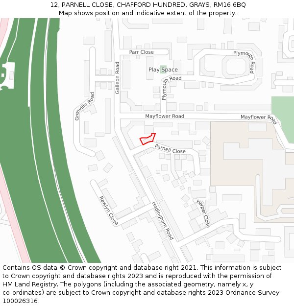 12, PARNELL CLOSE, CHAFFORD HUNDRED, GRAYS, RM16 6BQ: Location map and indicative extent of plot