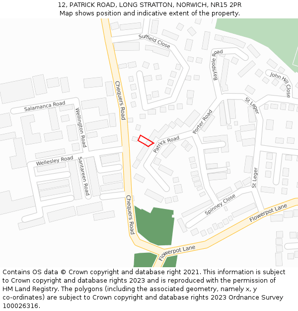 12, PATRICK ROAD, LONG STRATTON, NORWICH, NR15 2PR: Location map and indicative extent of plot