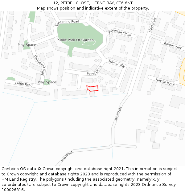 12, PETREL CLOSE, HERNE BAY, CT6 6NT: Location map and indicative extent of plot