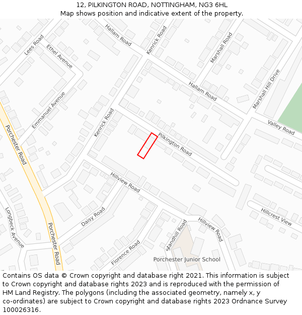 12, PILKINGTON ROAD, NOTTINGHAM, NG3 6HL: Location map and indicative extent of plot