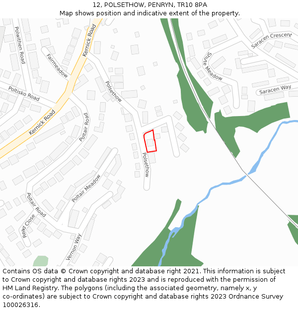 12, POLSETHOW, PENRYN, TR10 8PA: Location map and indicative extent of plot