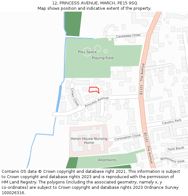 12, PRINCESS AVENUE, MARCH, PE15 9SQ: Location map and indicative extent of plot