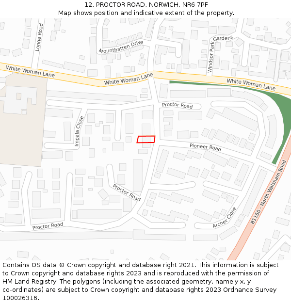 12, PROCTOR ROAD, NORWICH, NR6 7PF: Location map and indicative extent of plot