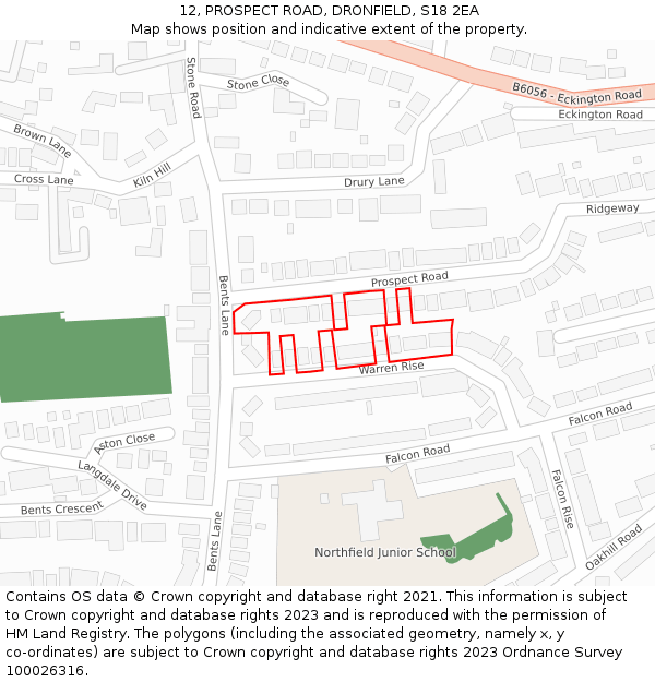12, PROSPECT ROAD, DRONFIELD, S18 2EA: Location map and indicative extent of plot