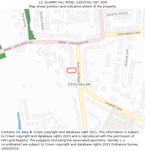 12, QUARRY HILL ROAD, ILKESTON, DE7 4DA: Location map and indicative extent of plot