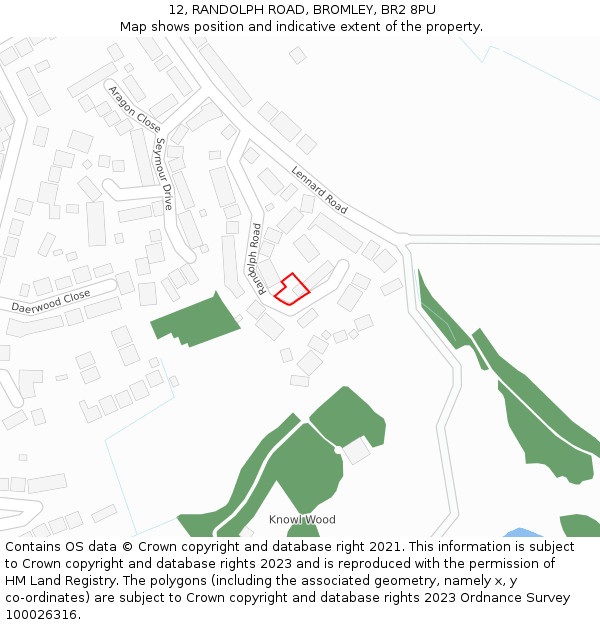 12, RANDOLPH ROAD, BROMLEY, BR2 8PU: Location map and indicative extent of plot
