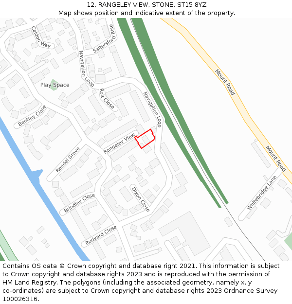 12, RANGELEY VIEW, STONE, ST15 8YZ: Location map and indicative extent of plot