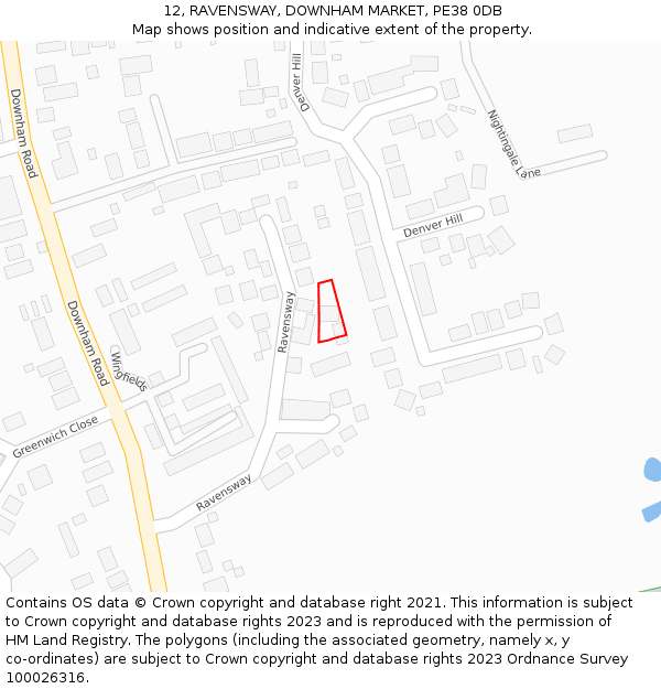 12, RAVENSWAY, DOWNHAM MARKET, PE38 0DB: Location map and indicative extent of plot