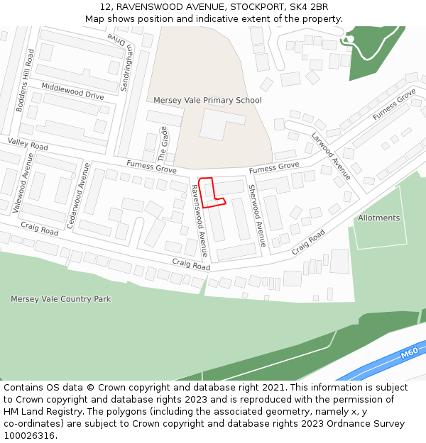 12, RAVENSWOOD AVENUE, STOCKPORT, SK4 2BR: Location map and indicative extent of plot