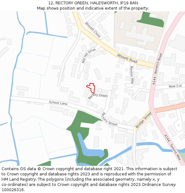 12, RECTORY GREEN, HALESWORTH, IP19 8AN: Location map and indicative extent of plot