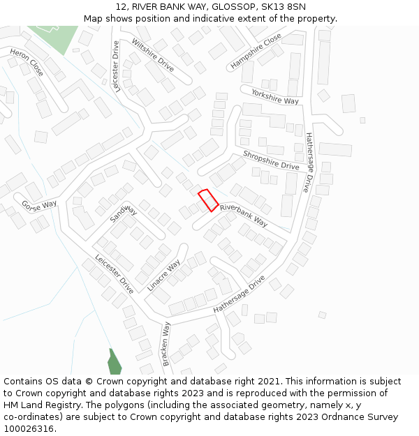 12, RIVER BANK WAY, GLOSSOP, SK13 8SN: Location map and indicative extent of plot