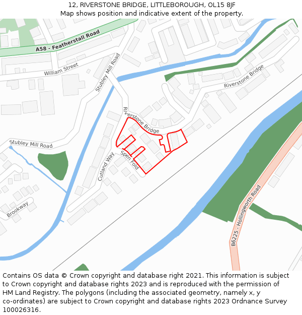 12, RIVERSTONE BRIDGE, LITTLEBOROUGH, OL15 8JF: Location map and indicative extent of plot