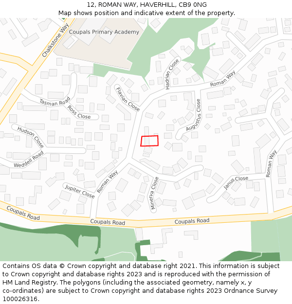 12, ROMAN WAY, HAVERHILL, CB9 0NG: Location map and indicative extent of plot