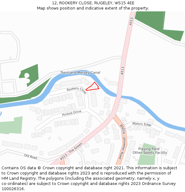 12, ROOKERY CLOSE, RUGELEY, WS15 4EE: Location map and indicative extent of plot