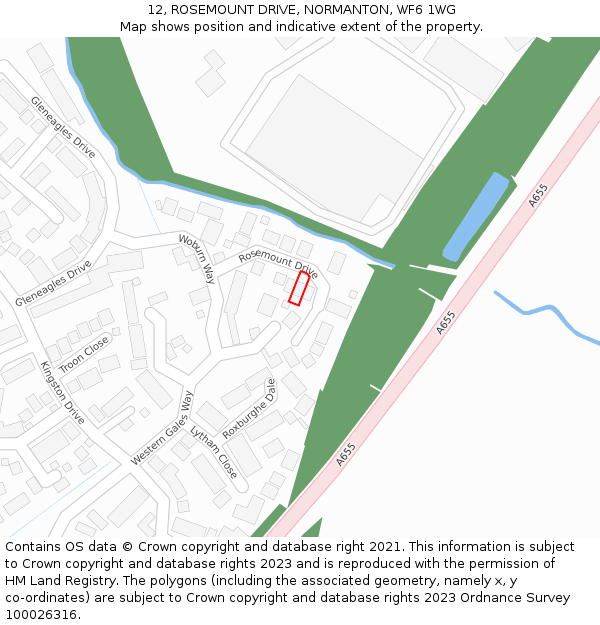 12, ROSEMOUNT DRIVE, NORMANTON, WF6 1WG: Location map and indicative extent of plot