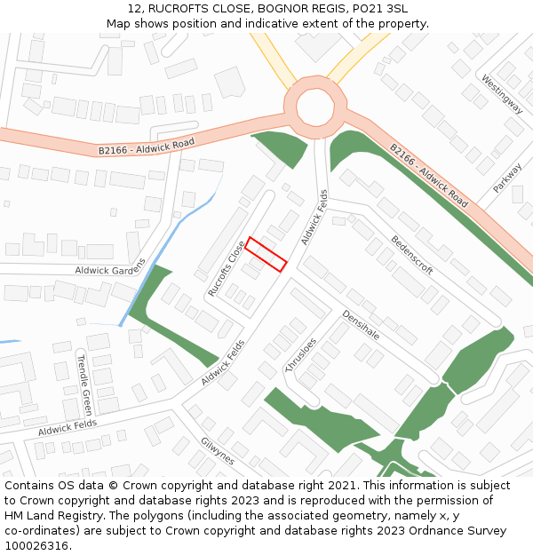 12, RUCROFTS CLOSE, BOGNOR REGIS, PO21 3SL: Location map and indicative extent of plot