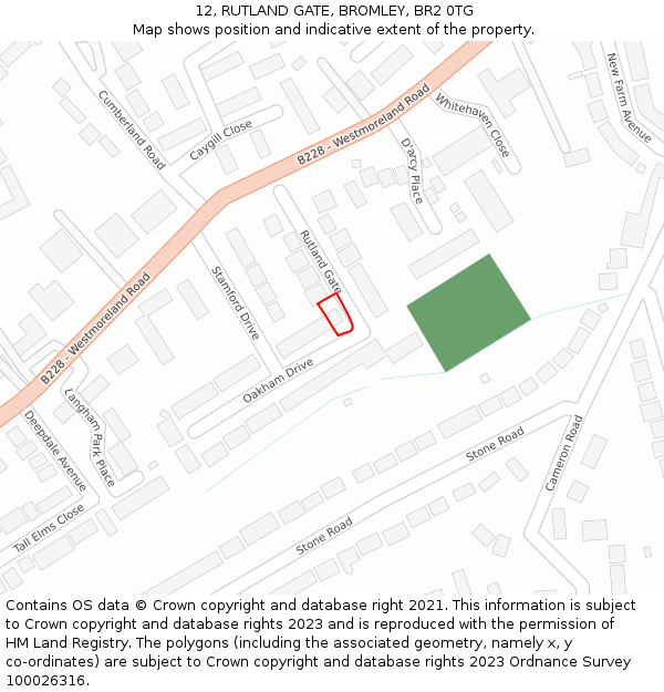 12, RUTLAND GATE, BROMLEY, BR2 0TG: Location map and indicative extent of plot
