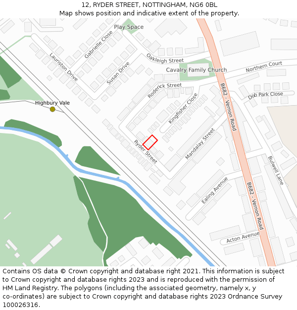 12, RYDER STREET, NOTTINGHAM, NG6 0BL: Location map and indicative extent of plot