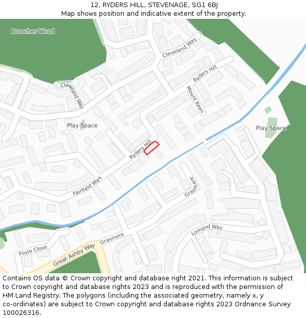 12, RYDERS HILL, STEVENAGE, SG1 6BJ: Location map and indicative extent of plot