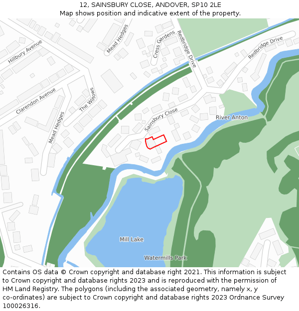 12, SAINSBURY CLOSE, ANDOVER, SP10 2LE: Location map and indicative extent of plot