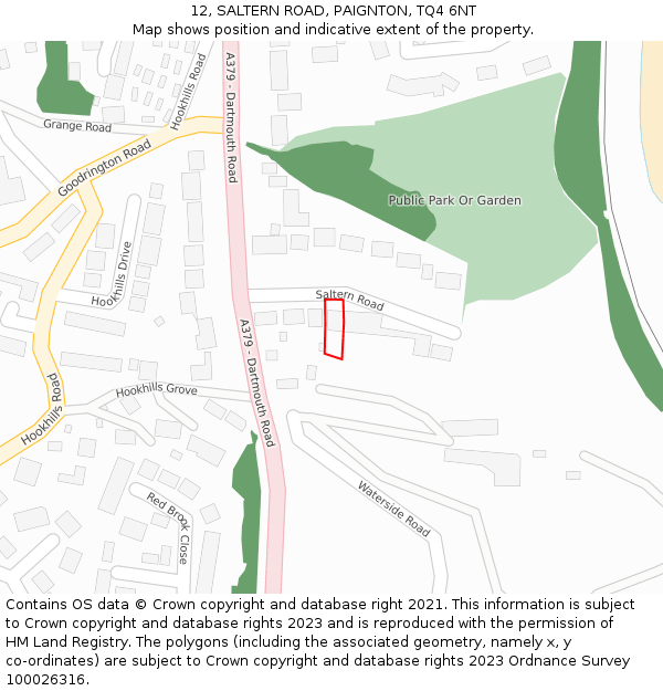 12, SALTERN ROAD, PAIGNTON, TQ4 6NT: Location map and indicative extent of plot