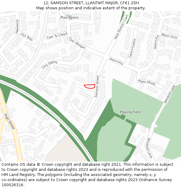 12, SAMSON STREET, LLANTWIT MAJOR, CF61 2SH: Location map and indicative extent of plot