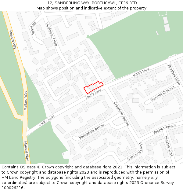 12, SANDERLING WAY, PORTHCAWL, CF36 3TD: Location map and indicative extent of plot