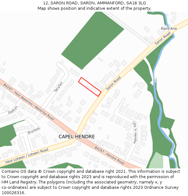 12, SARON ROAD, SARON, AMMANFORD, SA18 3LG: Location map and indicative extent of plot