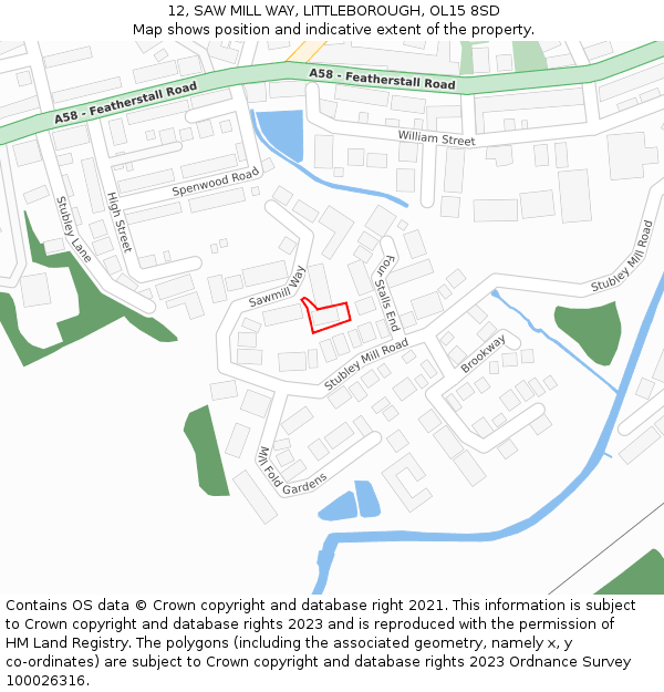 12, SAW MILL WAY, LITTLEBOROUGH, OL15 8SD: Location map and indicative extent of plot