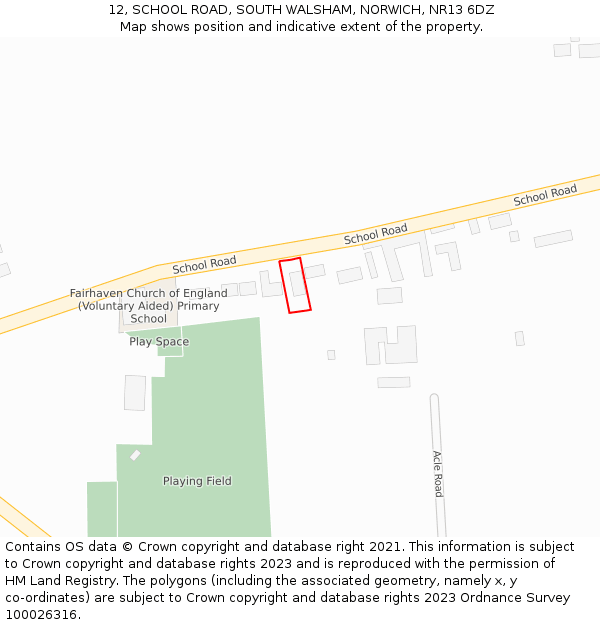 12, SCHOOL ROAD, SOUTH WALSHAM, NORWICH, NR13 6DZ: Location map and indicative extent of plot