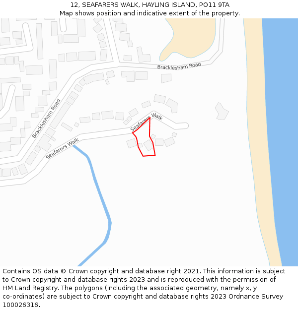 12, SEAFARERS WALK, HAYLING ISLAND, PO11 9TA: Location map and indicative extent of plot