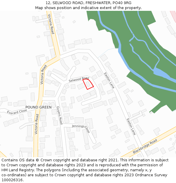 12, SELWOOD ROAD, FRESHWATER, PO40 9RG: Location map and indicative extent of plot