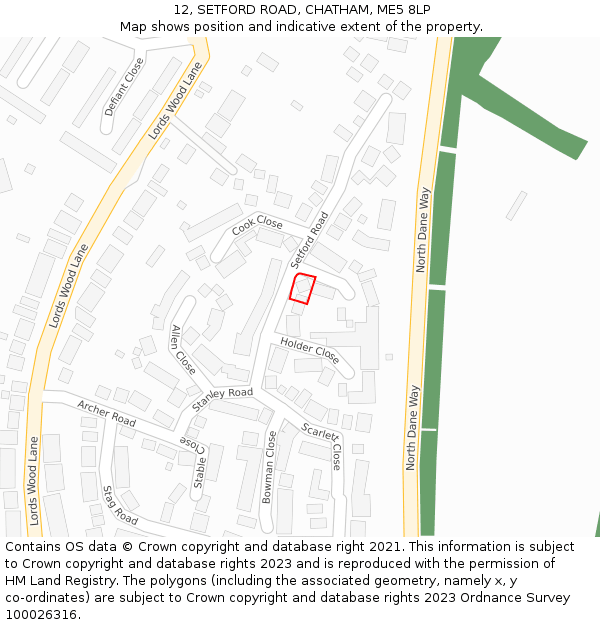 12, SETFORD ROAD, CHATHAM, ME5 8LP: Location map and indicative extent of plot