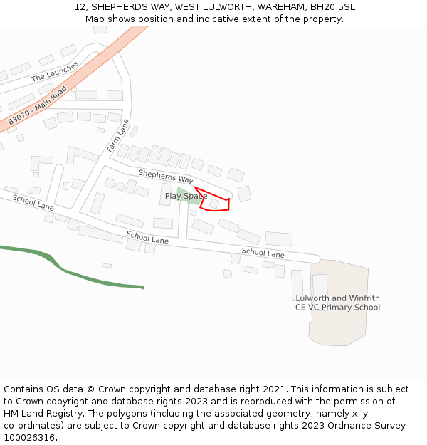 12, SHEPHERDS WAY, WEST LULWORTH, WAREHAM, BH20 5SL: Location map and indicative extent of plot