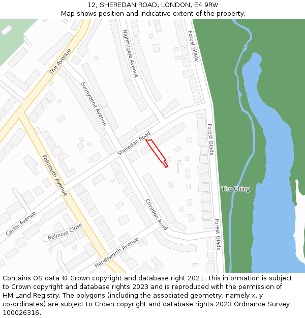 12, SHEREDAN ROAD, LONDON, E4 9RW: Location map and indicative extent of plot