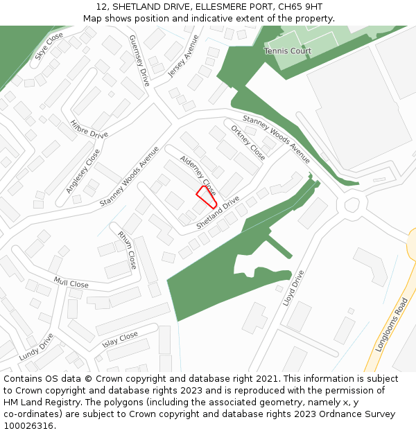 12, SHETLAND DRIVE, ELLESMERE PORT, CH65 9HT: Location map and indicative extent of plot