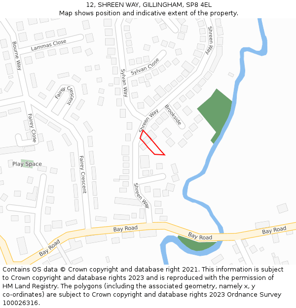 12, SHREEN WAY, GILLINGHAM, SP8 4EL: Location map and indicative extent of plot
