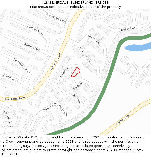 12, SILVERDALE, SUNDERLAND, SR3 2TS: Location map and indicative extent of plot