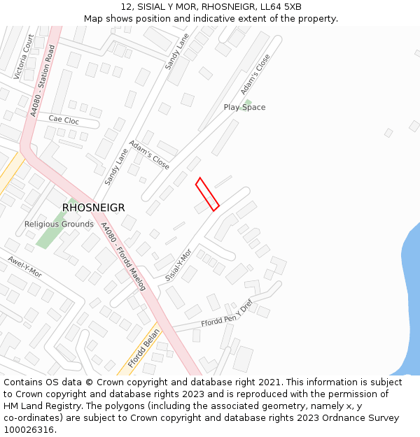12, SISIAL Y MOR, RHOSNEIGR, LL64 5XB: Location map and indicative extent of plot